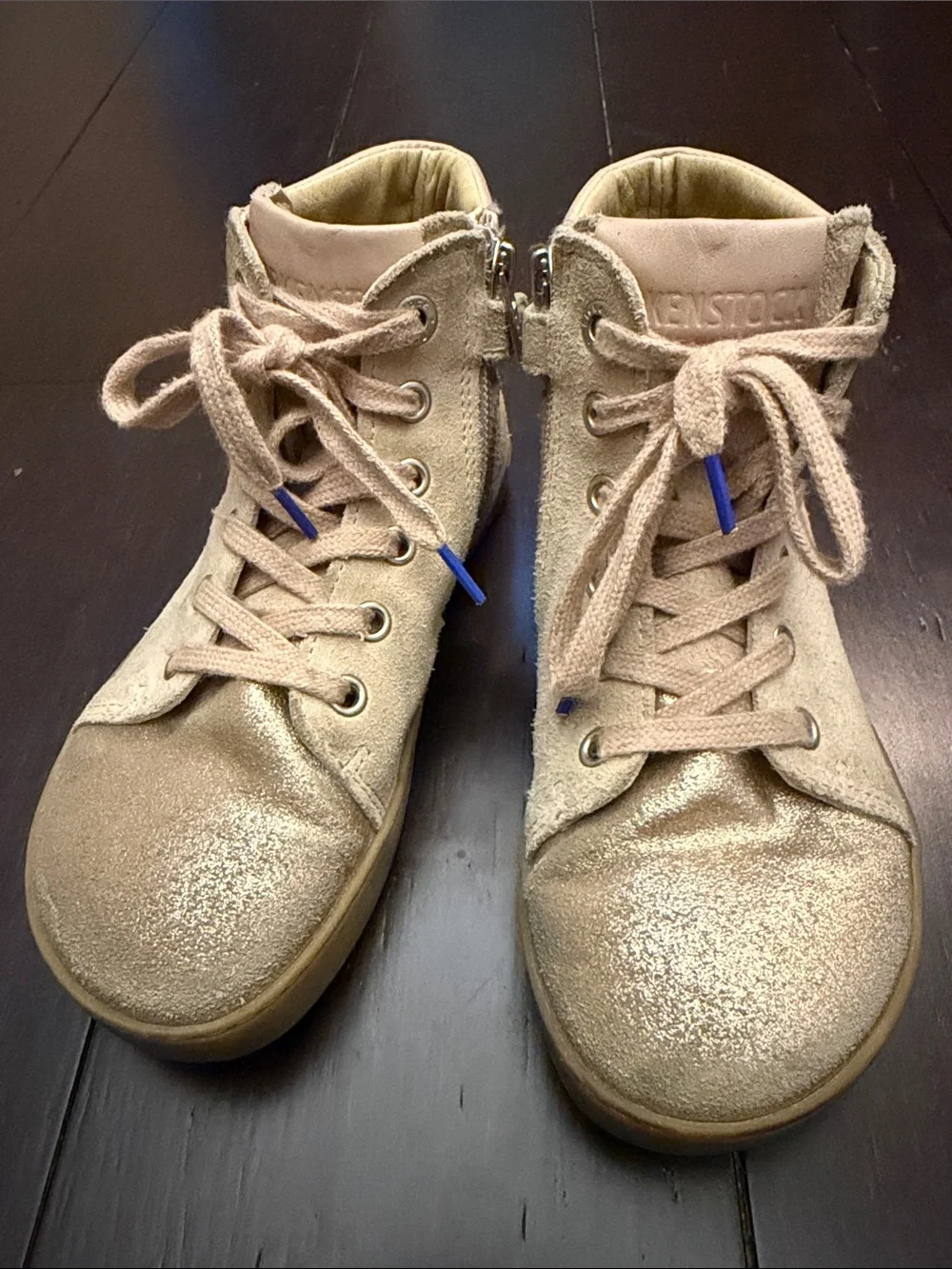 Birkenstock Kids suede high tops dusty pink